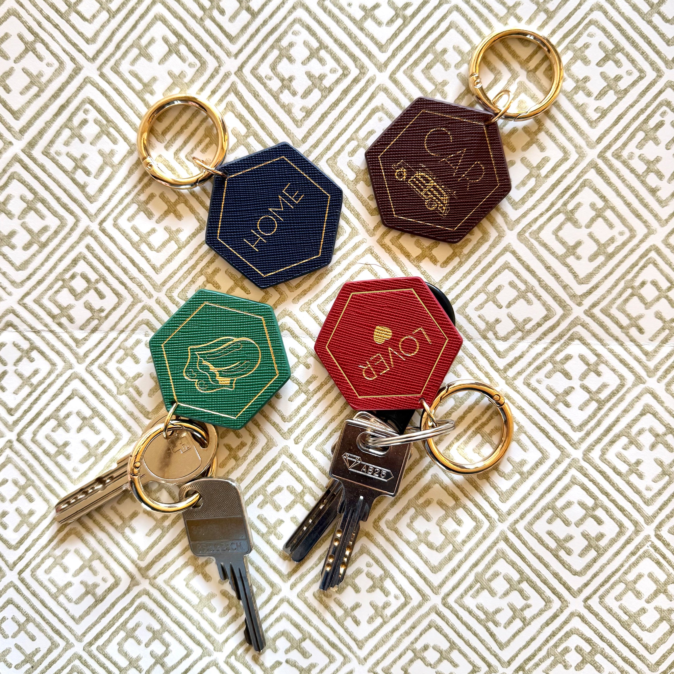 Set of Four Vegan Leather Keychains – Sloane Stationery