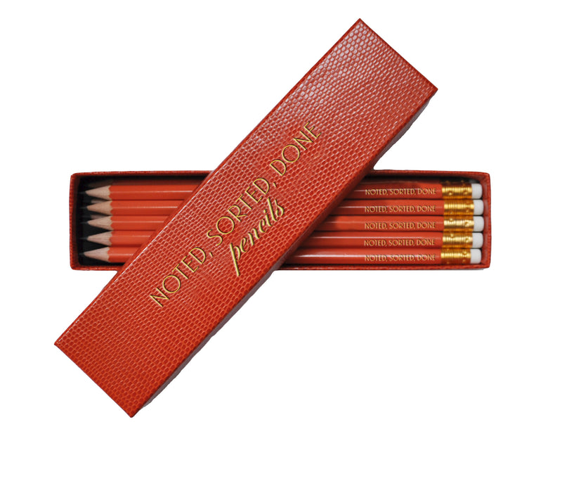 Orange Pencils and Notepad Gift Set